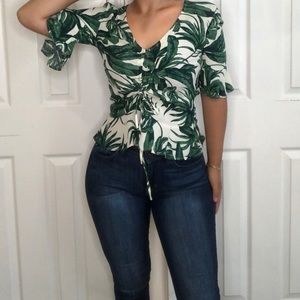 Tropical print top